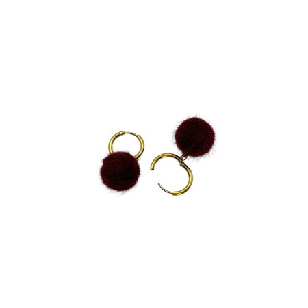 earrings steel gold with bordo fur